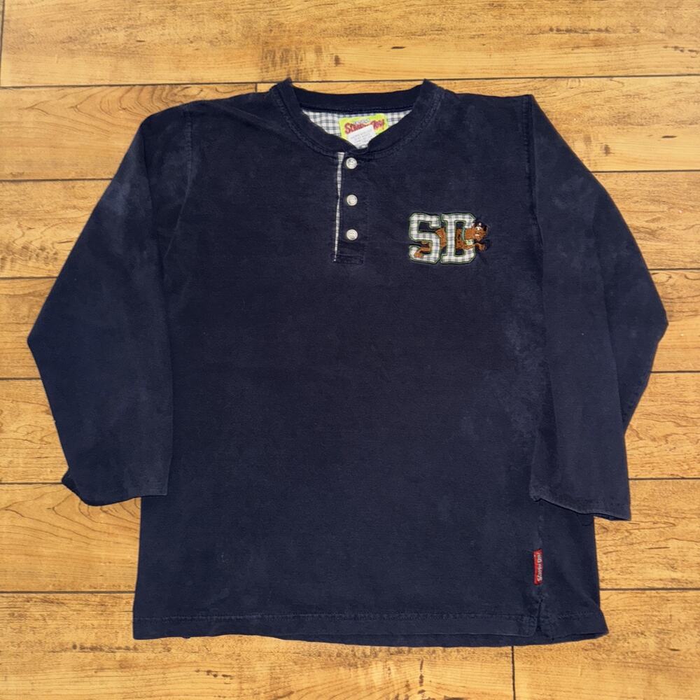 Vintage Scooby-Doo Henley Shirt Navy Blue Med 20x25 Cartoon Network Tag